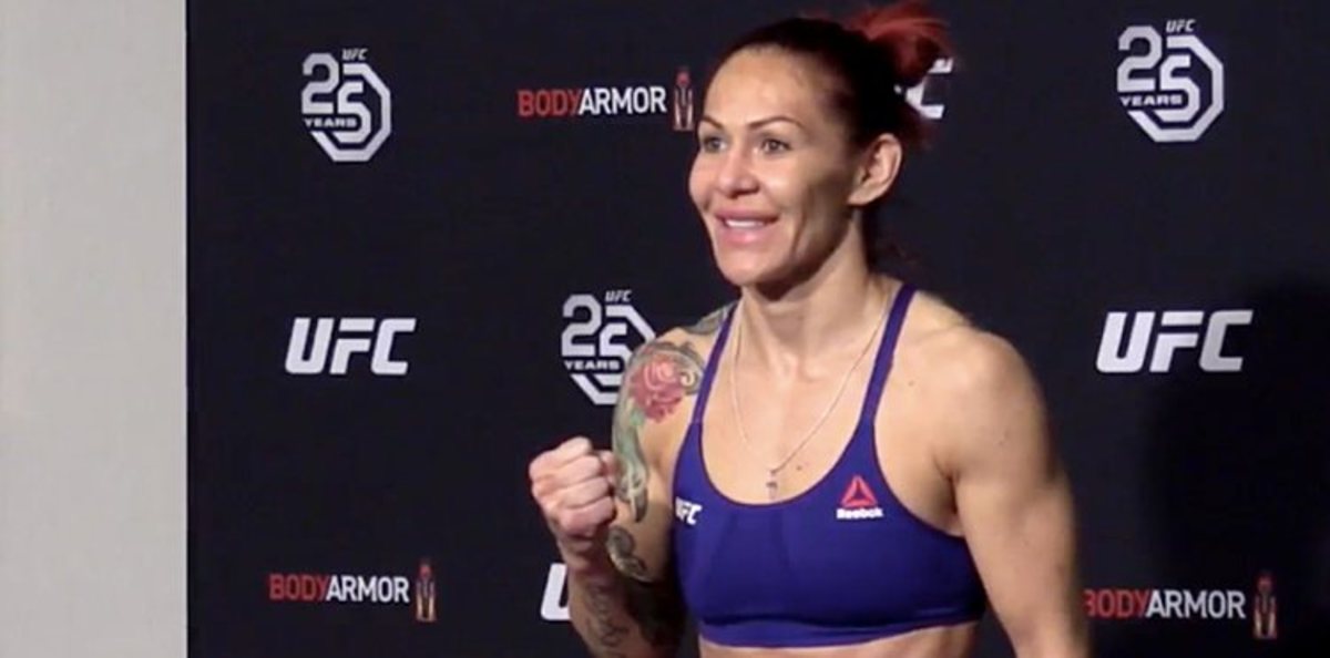 Cris Cyborg at the official UFC 222 early weigh-in
