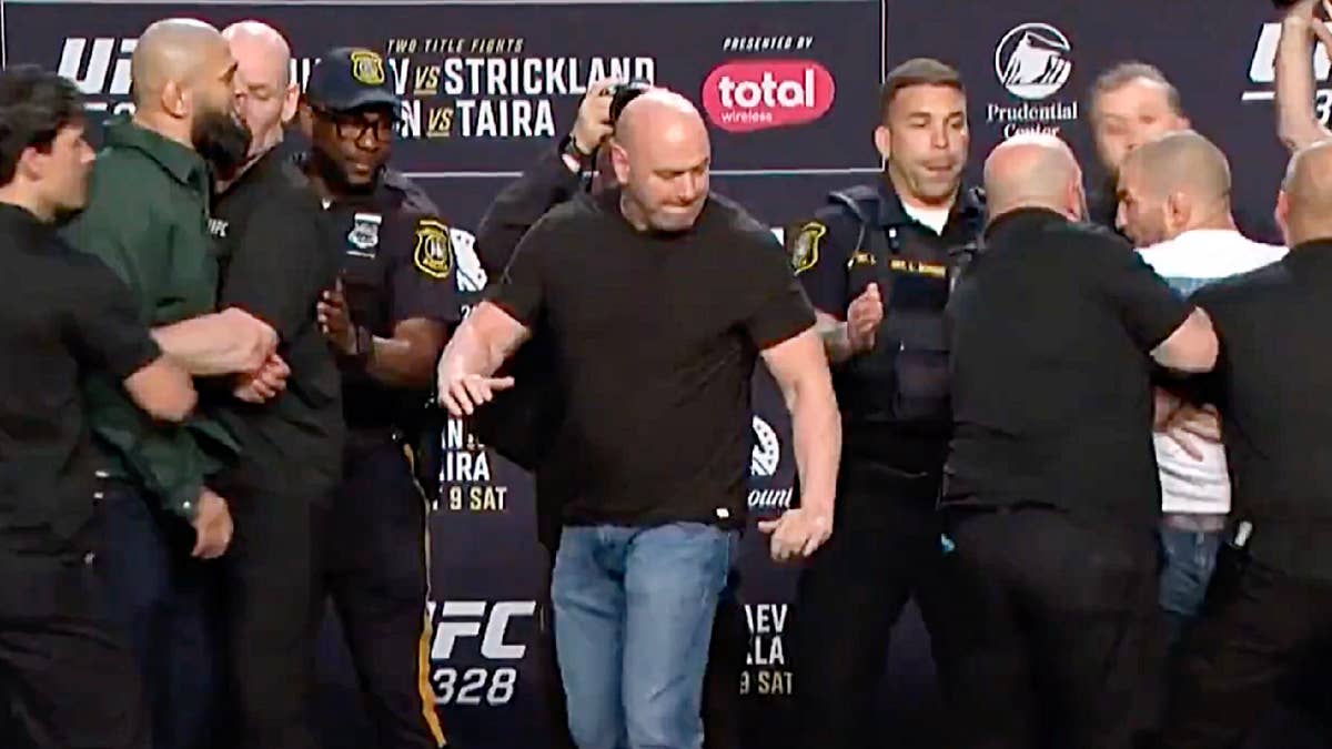 UFC 328 Press Conference Face-Offs: Chimaev and Strickland restrained by security