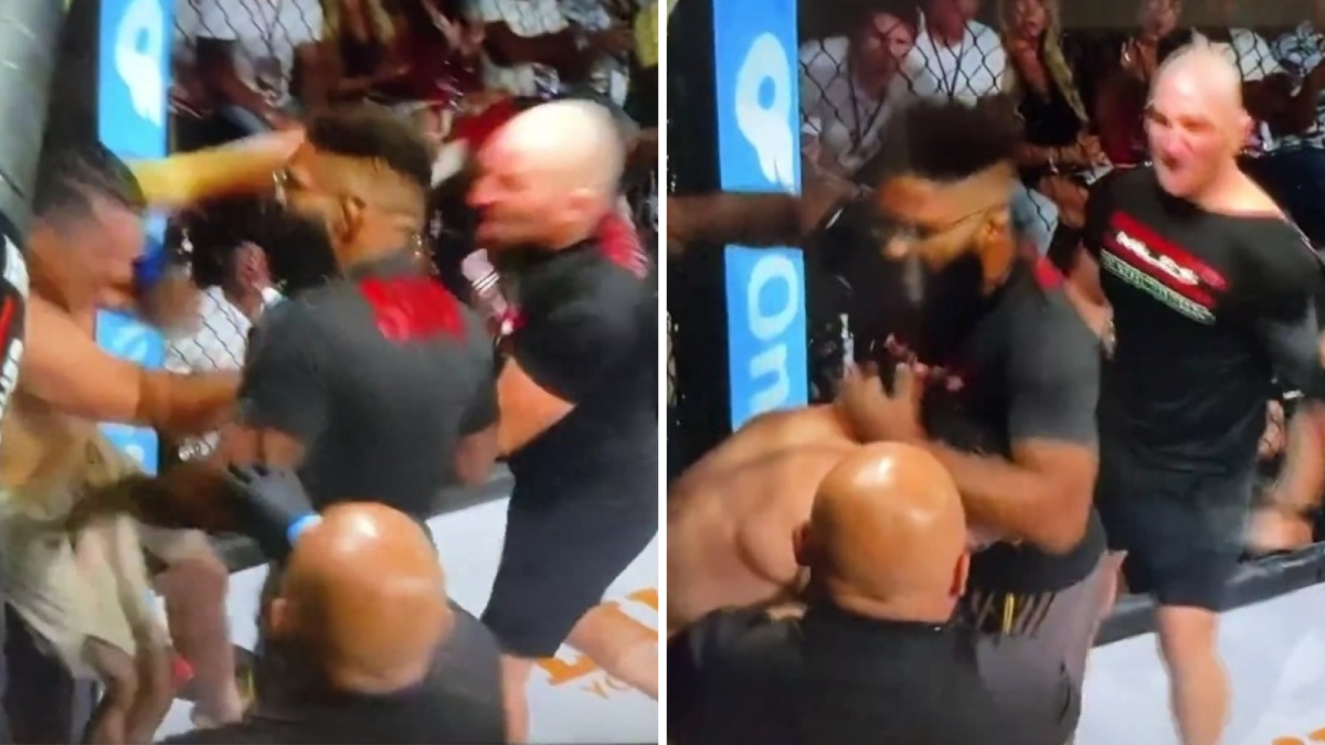 Sean Strickland storms cage to attack fighter