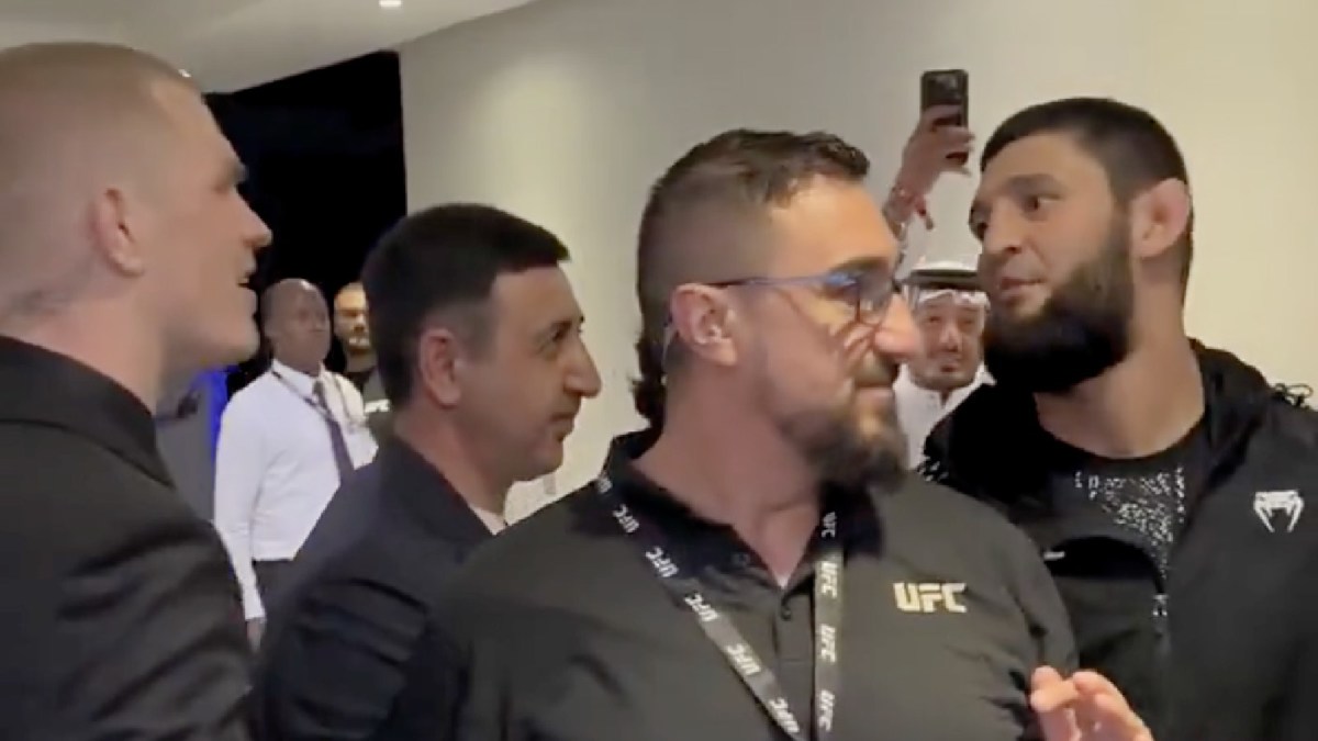 Khamzat Chimaev shoves Ian Machado Garry backstage at UFC Qatar | Video