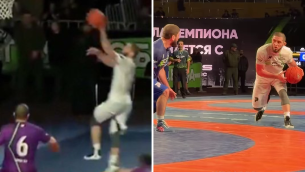 Islam Makhachev stars in violent wrestling basketball game, wins bronze medal