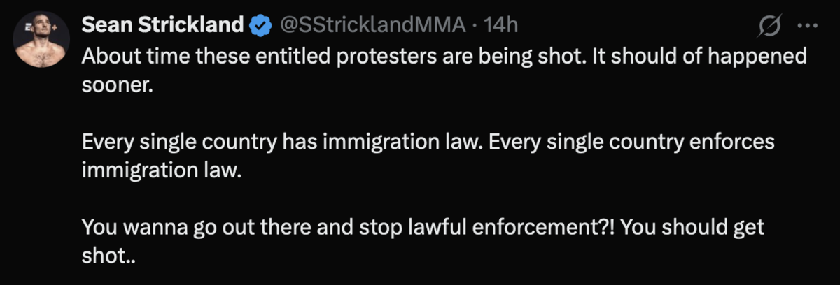Sean Strickland weighs in on Minneapolis ICE shooting: 'It should have happened sooner'