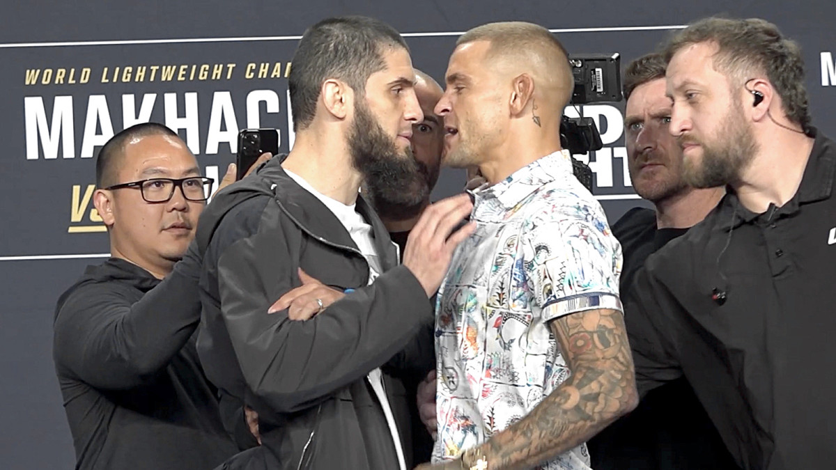 UFC 302 Main Event Press Conference Face-Off Video
