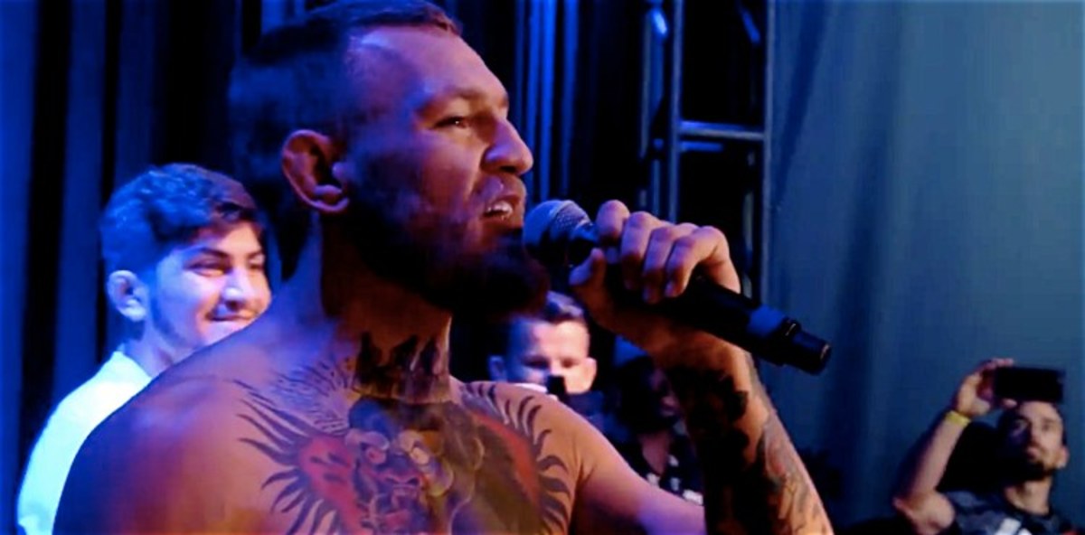 Conor McGregor Unseen UFC 202 Footage Press Conference Bottle Throwing