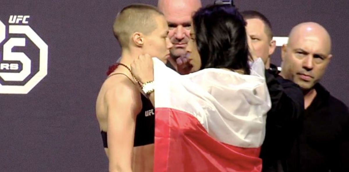 Rose Namajunas and Joanna Jedrzejczyk Face Off at UFC 223 Weigh-in ...