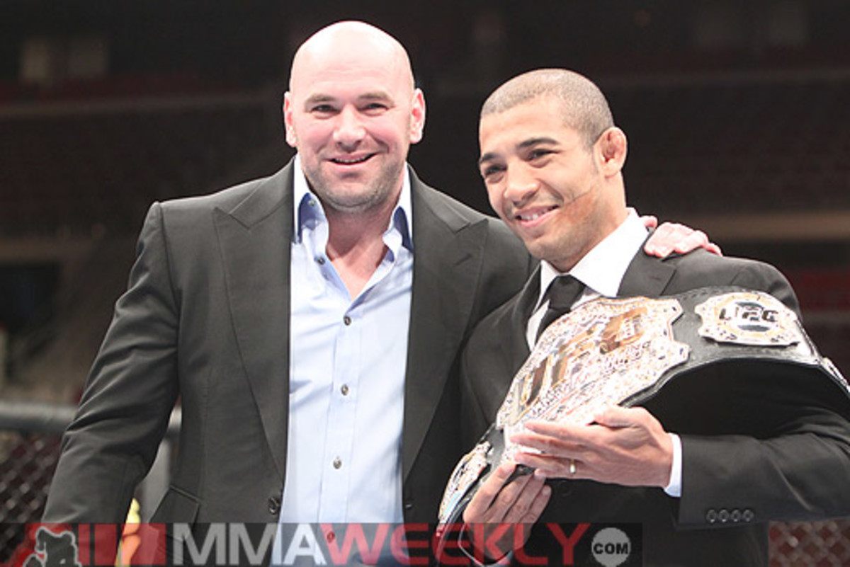 UFC president Dana White and featherweight champion Jose Aldo